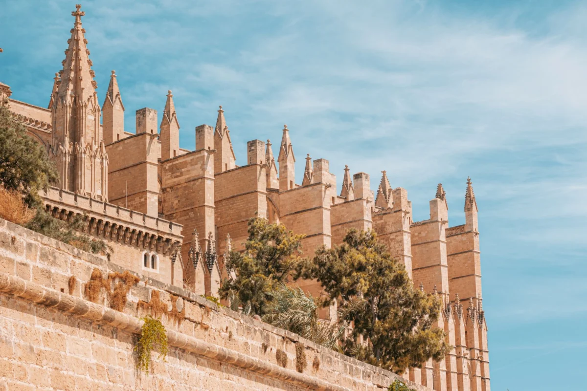 A scenic view of the Palma de Mallorca skyline featuring its iconic cathedral