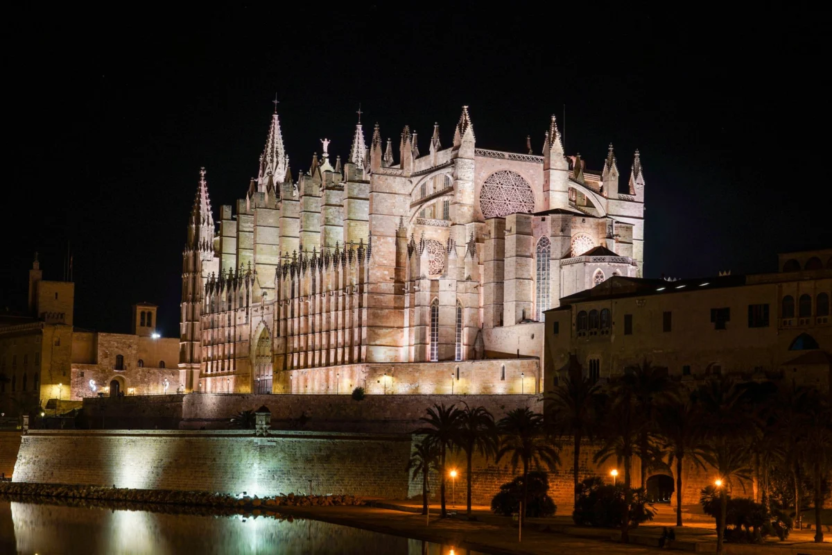 Romantic skyline view of Palma de Mallorca at sunset