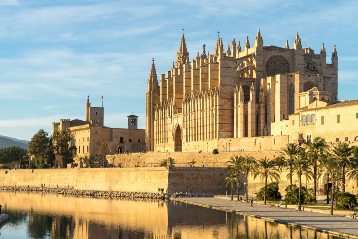 Romantic sunset over Palma de Mallorca for couples