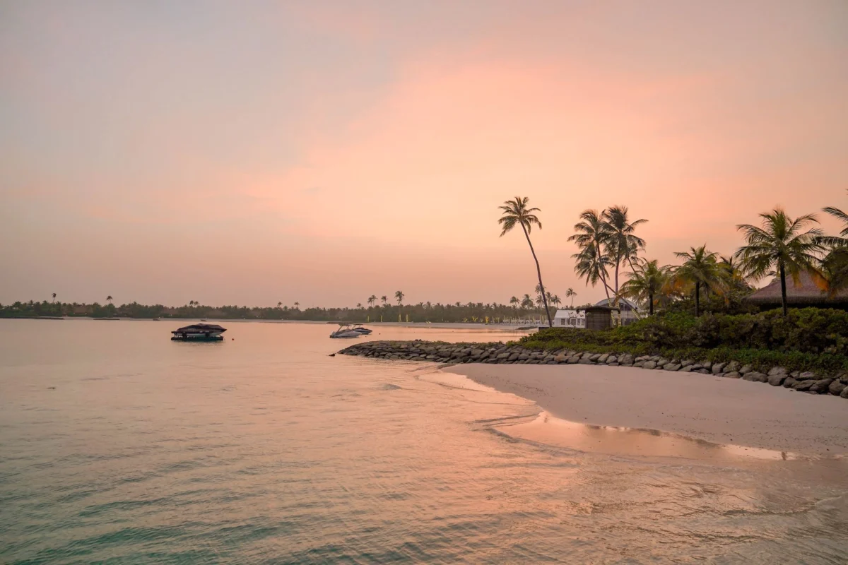Breathtaking sunset over a beach on Paradise Island