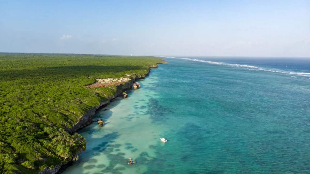 Stunning view of Pemba's coastline, ideal for adventure travel