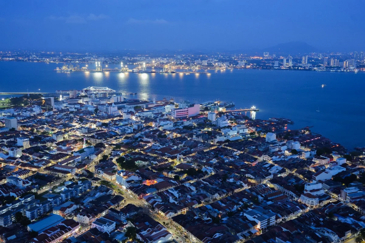 Panoramic view of Penang skyline with George Town's iconic architecture