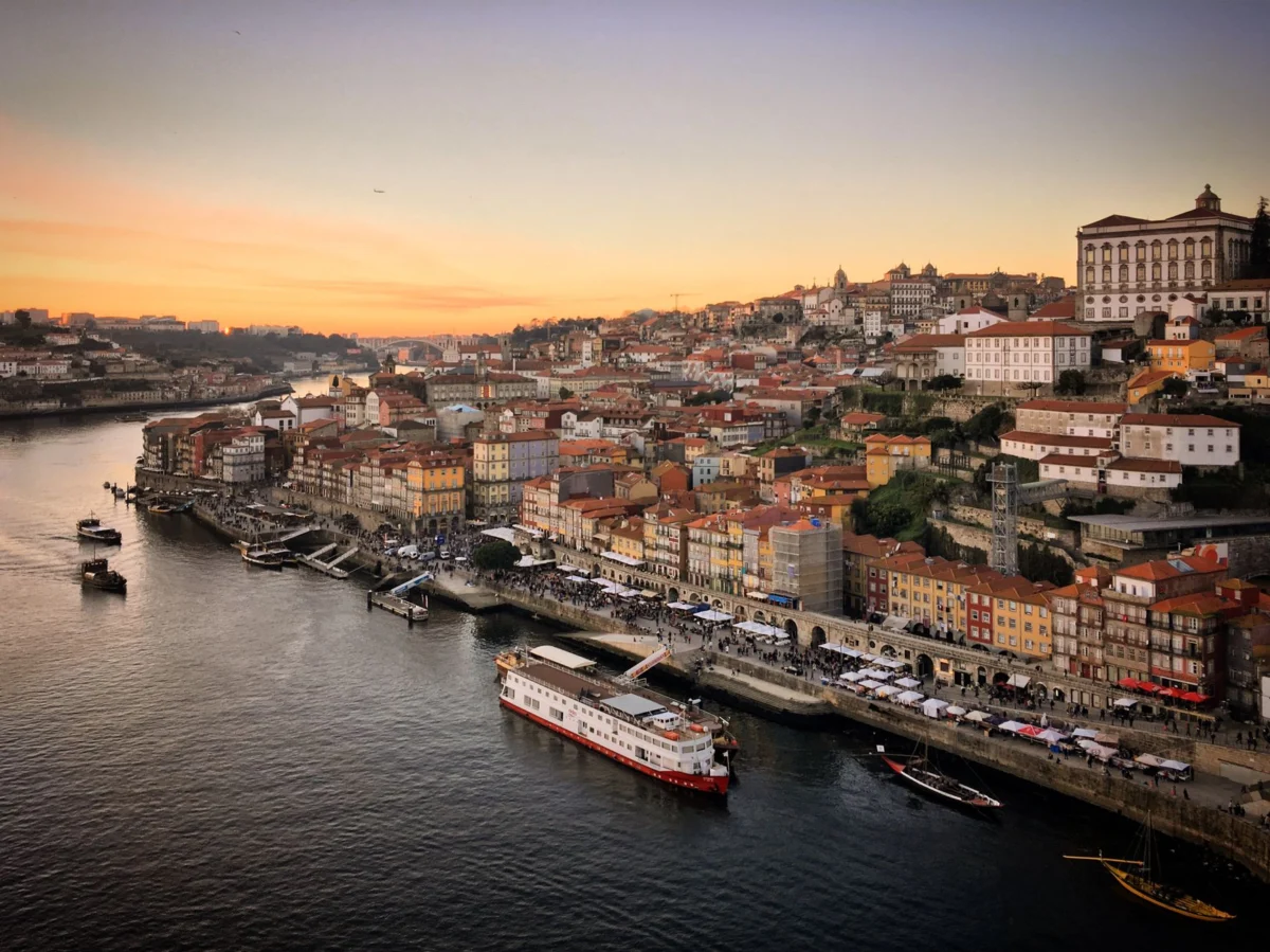Scenic view of Porto-Novo at sunset highlighting the city's river