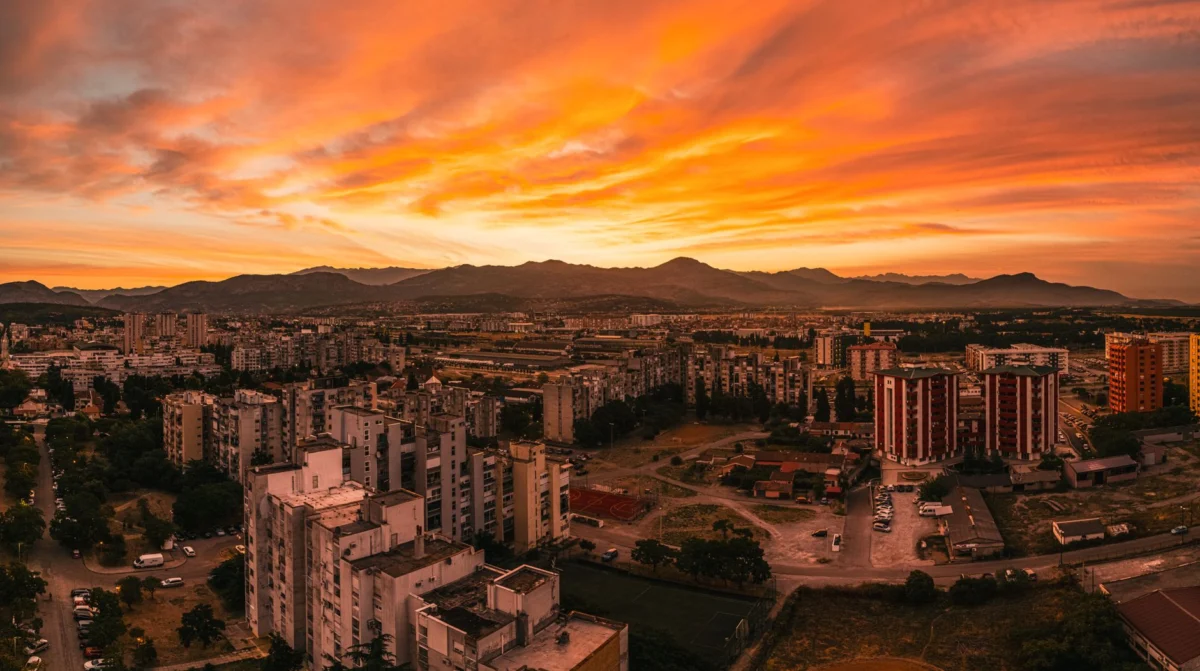 Romantic Pristina skyline at sunset, perfect for first-time visitors