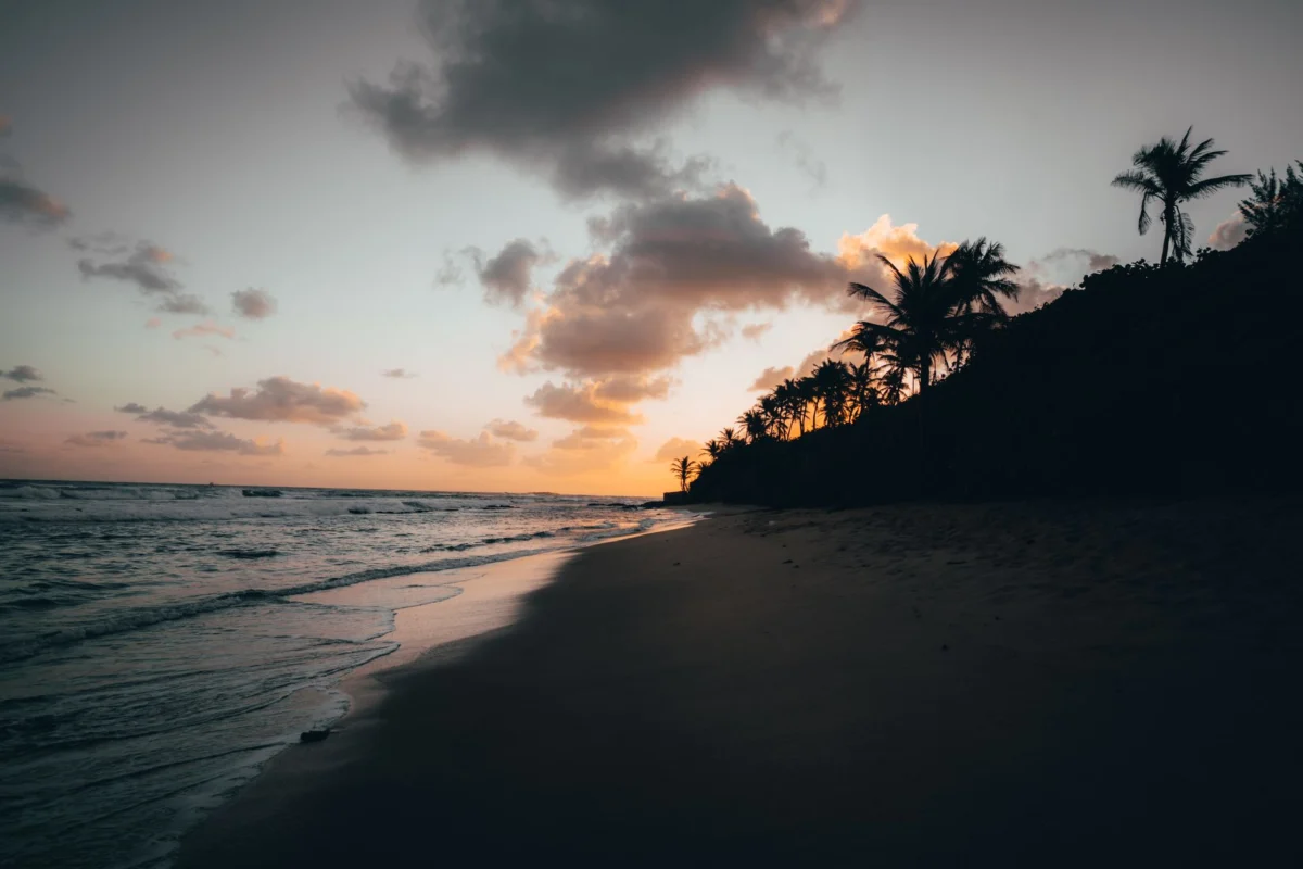 Stunning sunset view over the beaches of Puerto Viejo