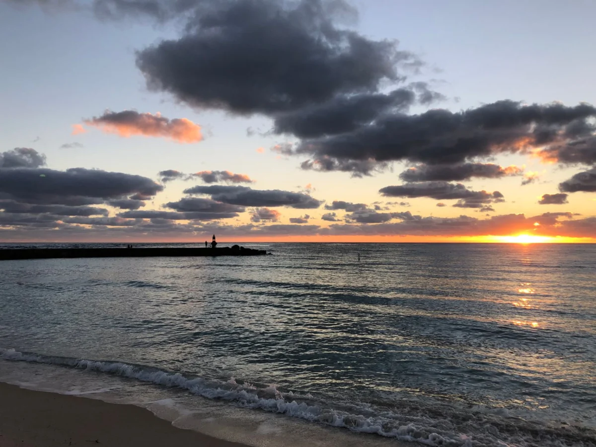 Breathtaking sunset over Rarotonga's romantic beach
