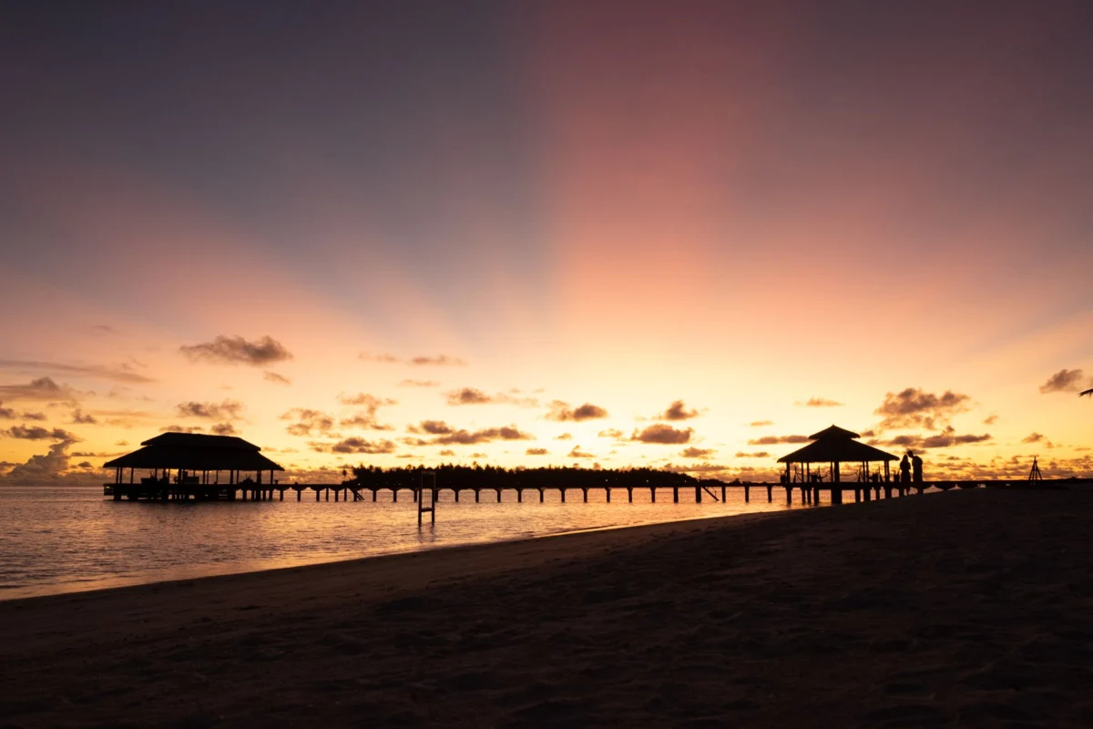Romantic hotel setting with a beachfront view in Rarotonga
