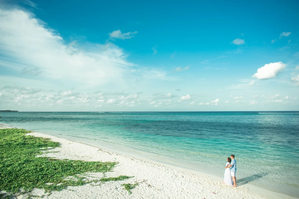View of a romantic sunset over Diani Beach coastline