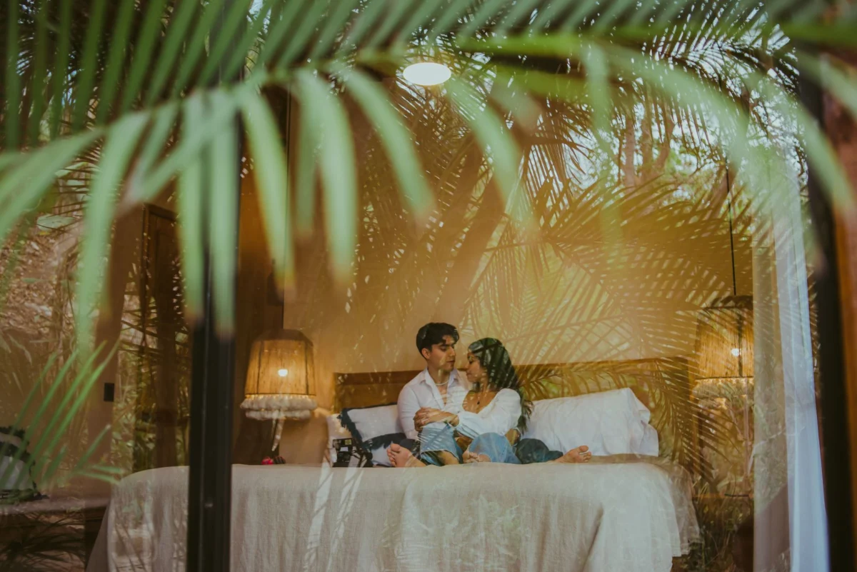 A romantic hotel room setting perfect for couples in Culebra