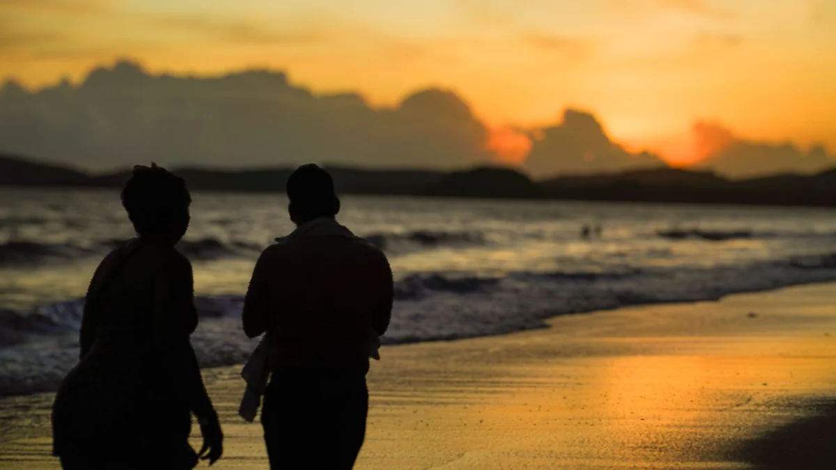 A romantic beach sunset view in Krabi, Thailand