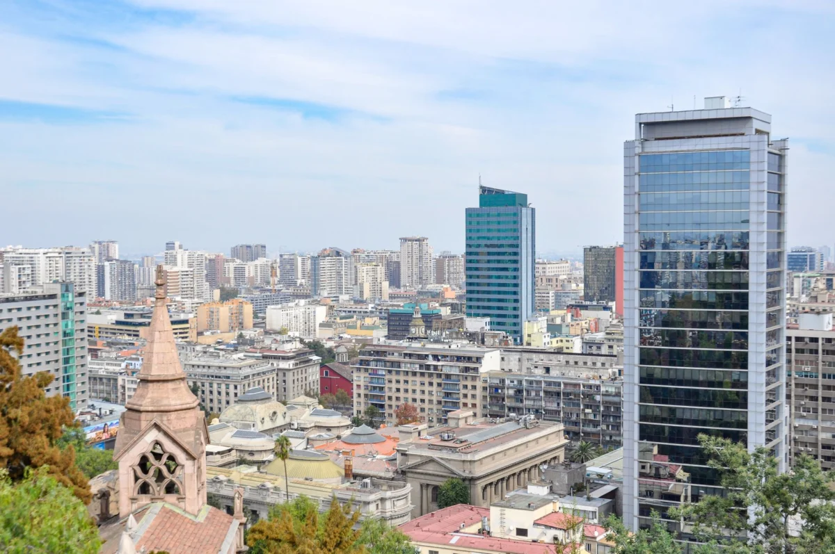 Panoramic view of historic buildings in Santiago, Chile