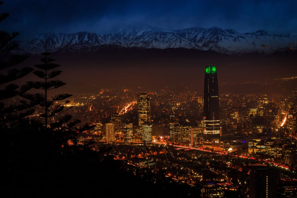 A romantic sunset view over Santiago's skyline
