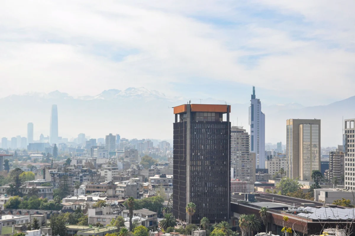 Wide panoramic view of Santiago featuring iconic skyline