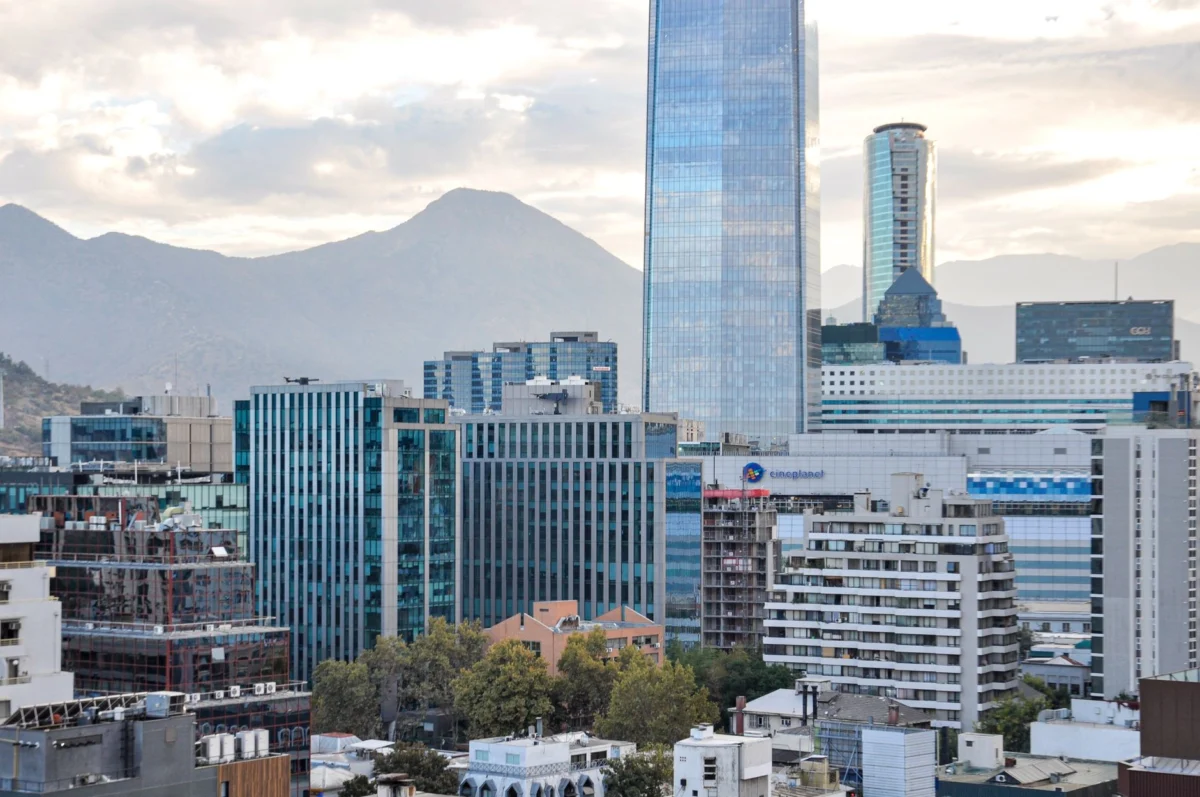 Santiago skyline view with iconic landmarks