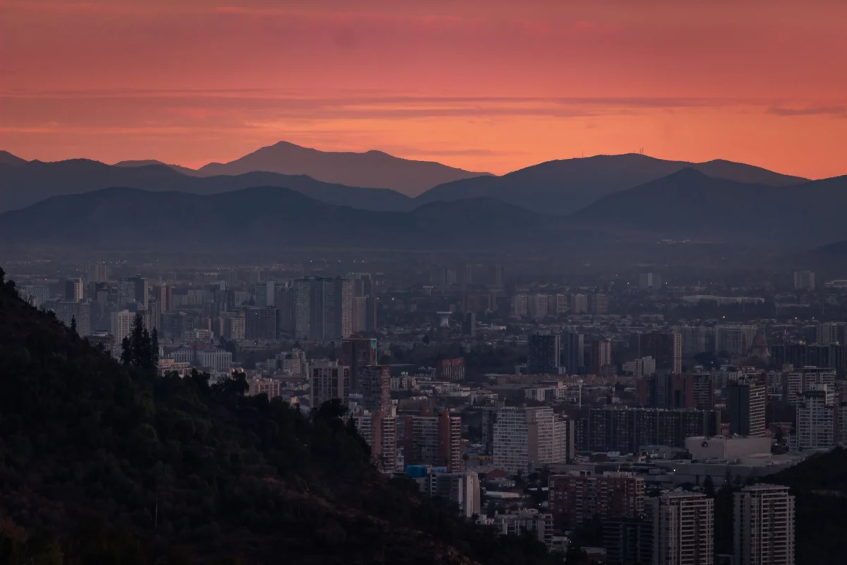 Majestic view of Santiago's skyline at sunset