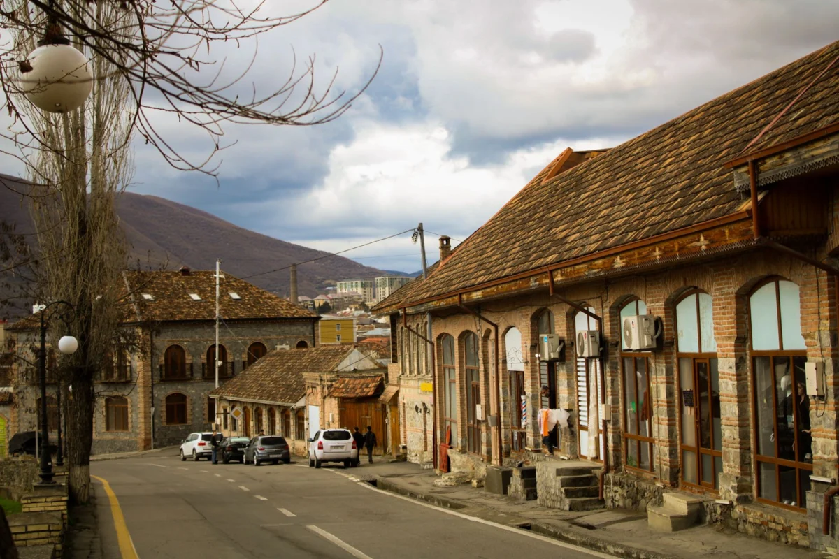 Historic buildings in Sheki with traditional architecture