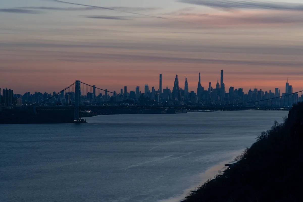 St. George's skyline with iconic landmarks at sunset
