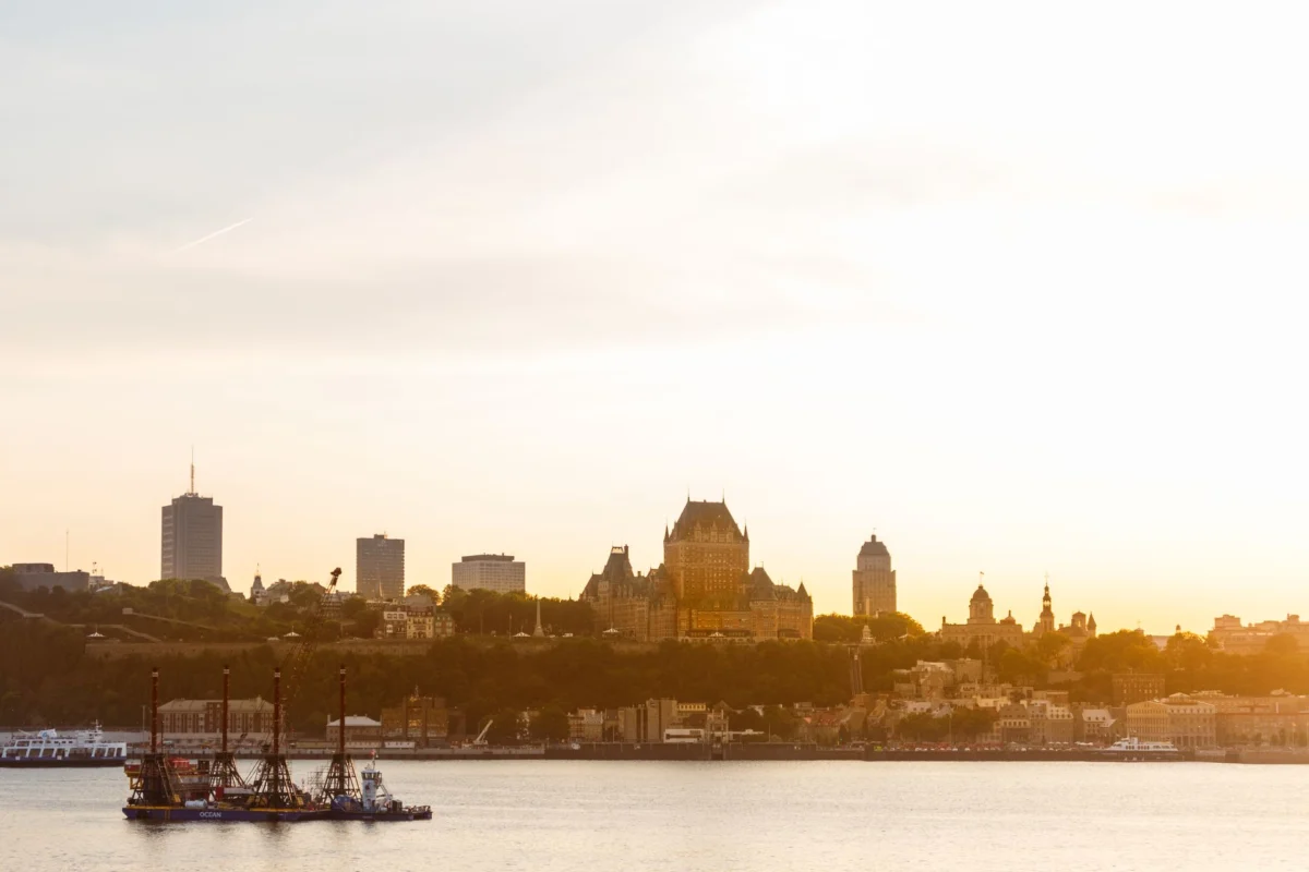 Romantic waterfront view in St. George's at sunset