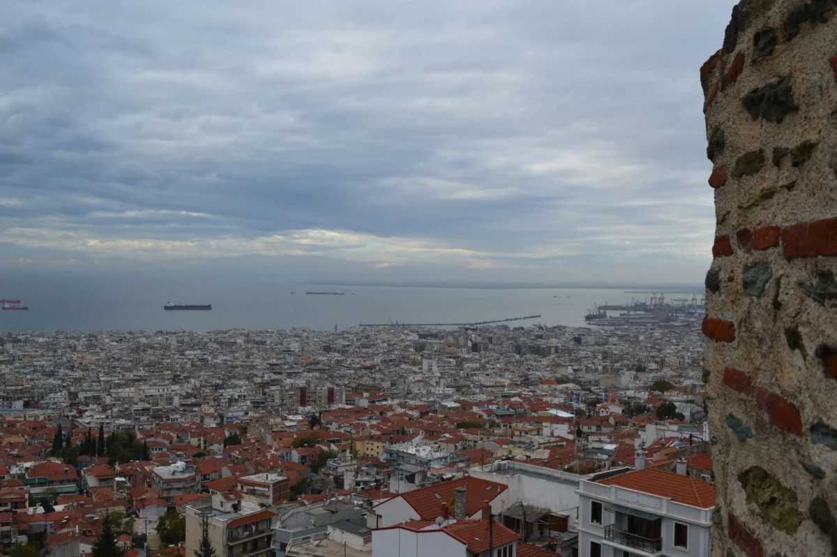 Romantic view of Thessaloniki's iconic skyline at sunset