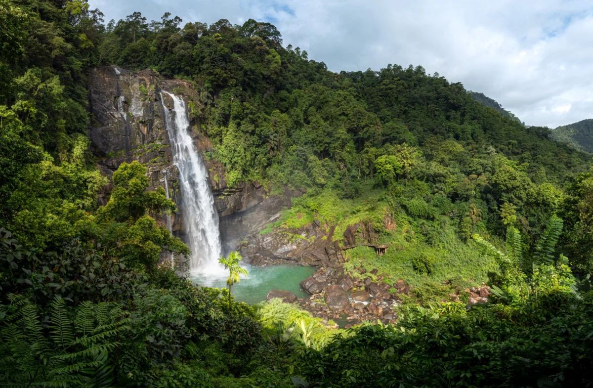 Romantic view of Trafalgar Falls in Dominica for adventure seekers
