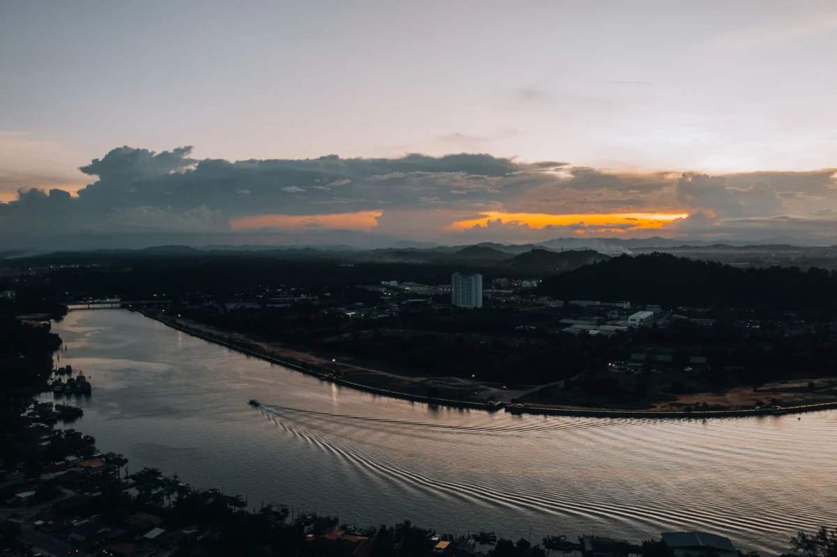 Beautiful sunset over Tutong riverside highlighting its charm