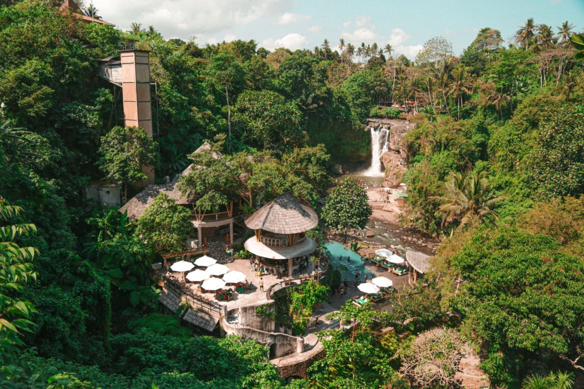 Romantic hotel room view in Ubud