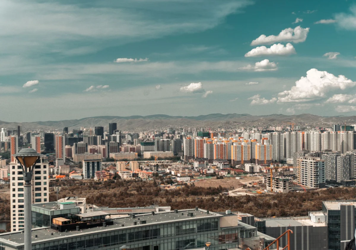 Scenic view of Ulaanbaatar's city skyline at sunset
