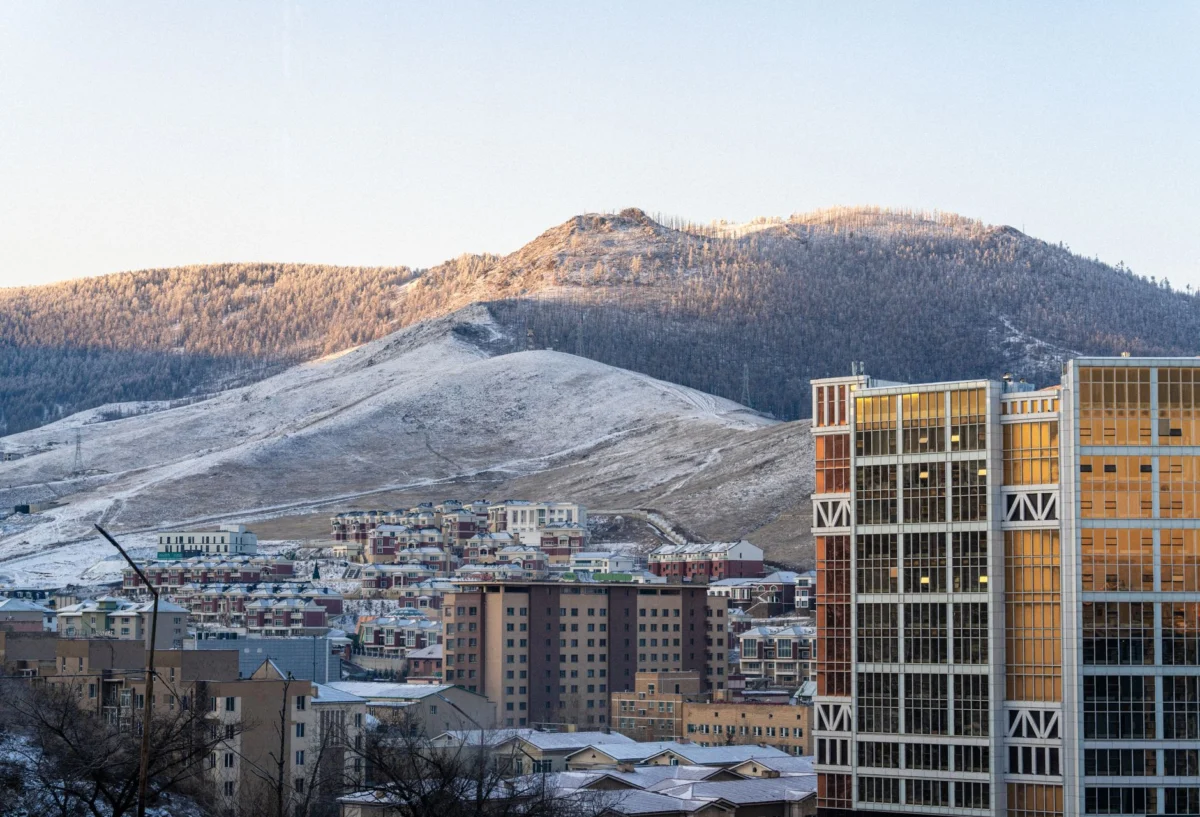 Dramatic sunset over Ulaanbaatar skyline