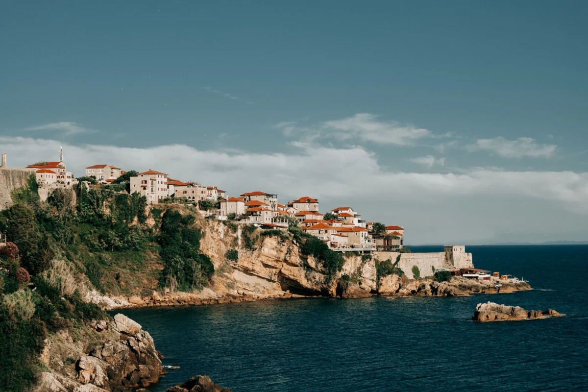 Ulcinj coastline view with historic architecture