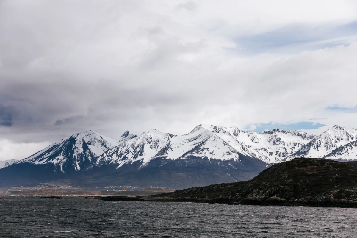 Scenic view of Ushuaia with mountains in the background
