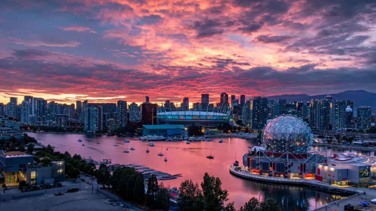 A breathtaking view of Vancouver's skyline at sunset