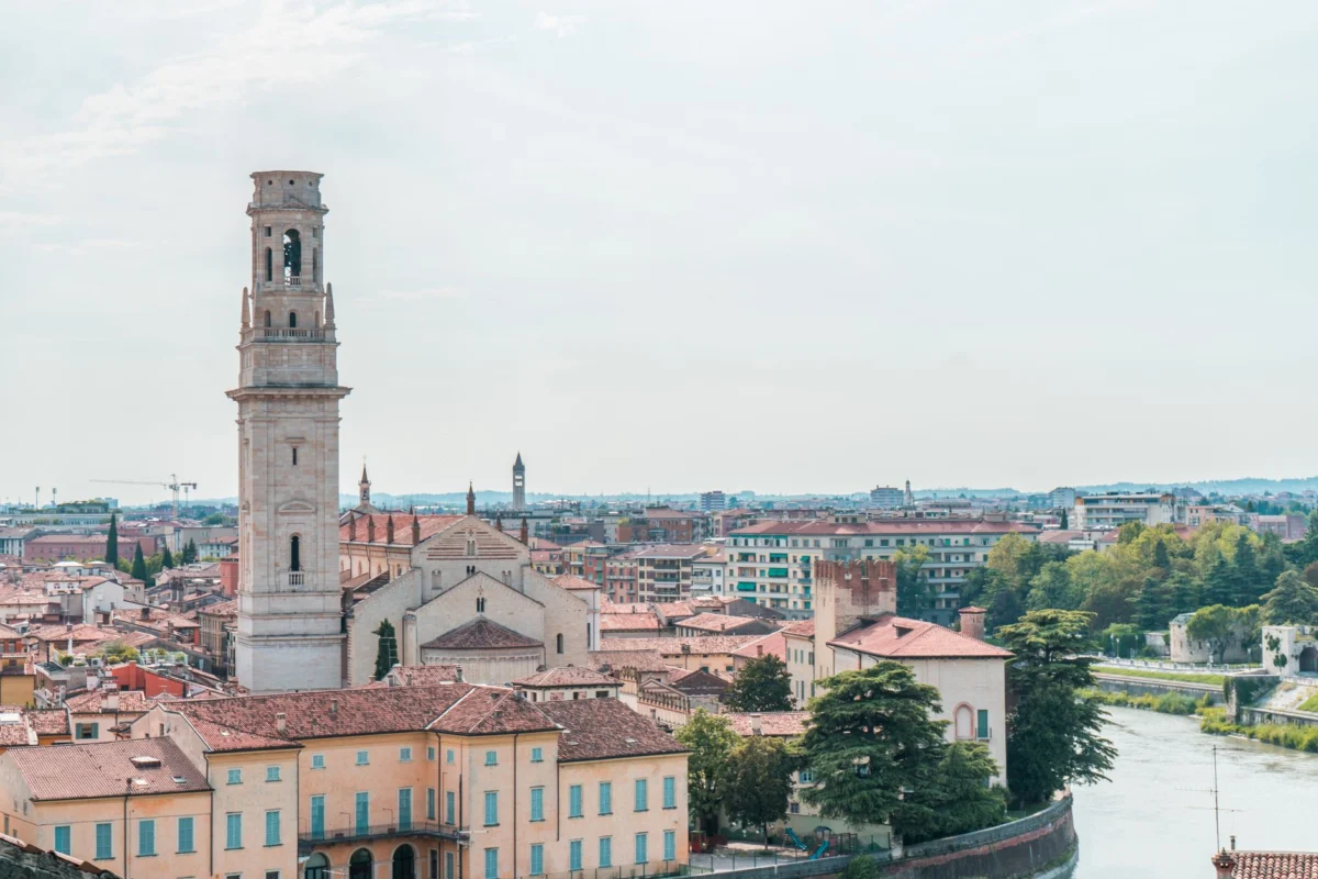 View of Verona at sunset showcasing iconic landmarks