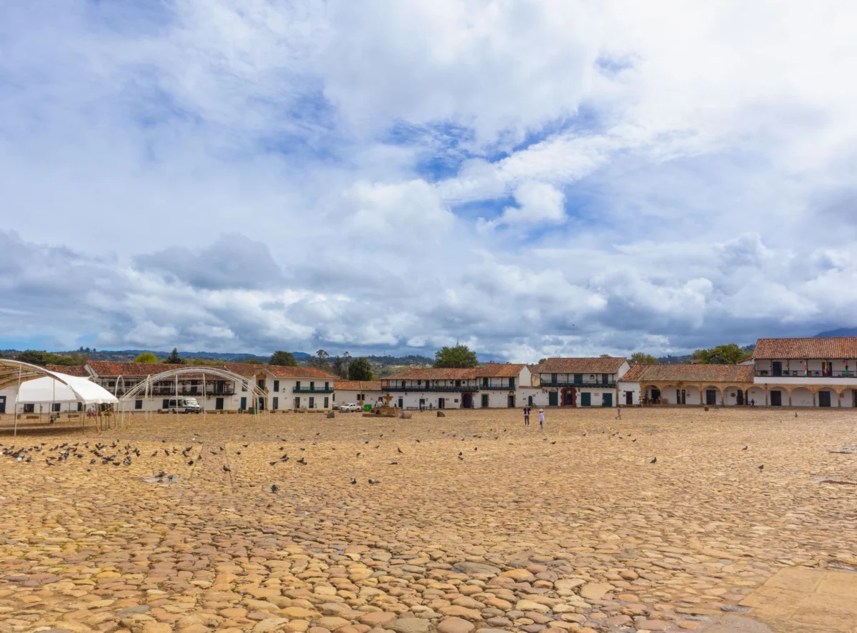 Panoramic view of colonial buildings in Villa de Leyva