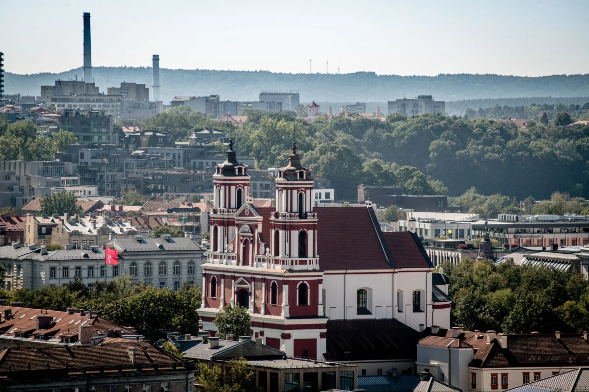 Vilnius cityscape with historic old town and river