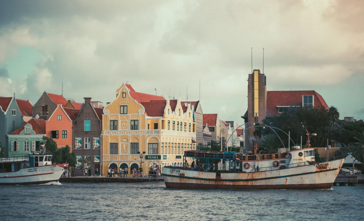 Scenic view of Willemstad's waterfront during sunset