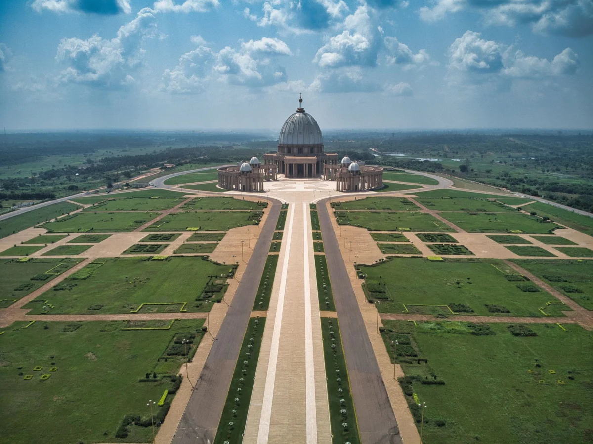 A stunning view of Yamoussoukro with the iconic Basilica in the background