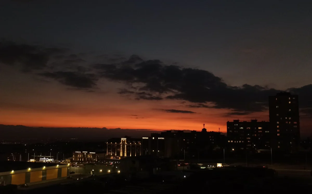 Romantic sunset view over Yerevan's cultural landmarks