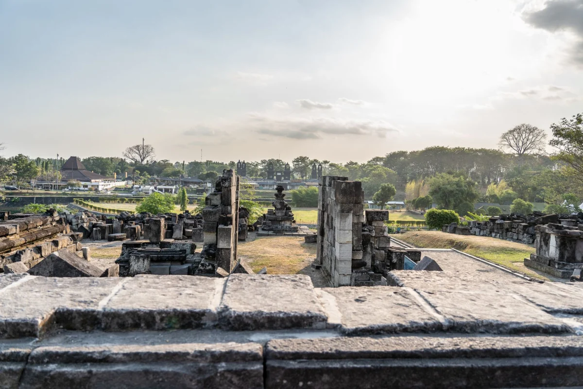 Aerial view of Yogyakarta showcasing historical landmarks