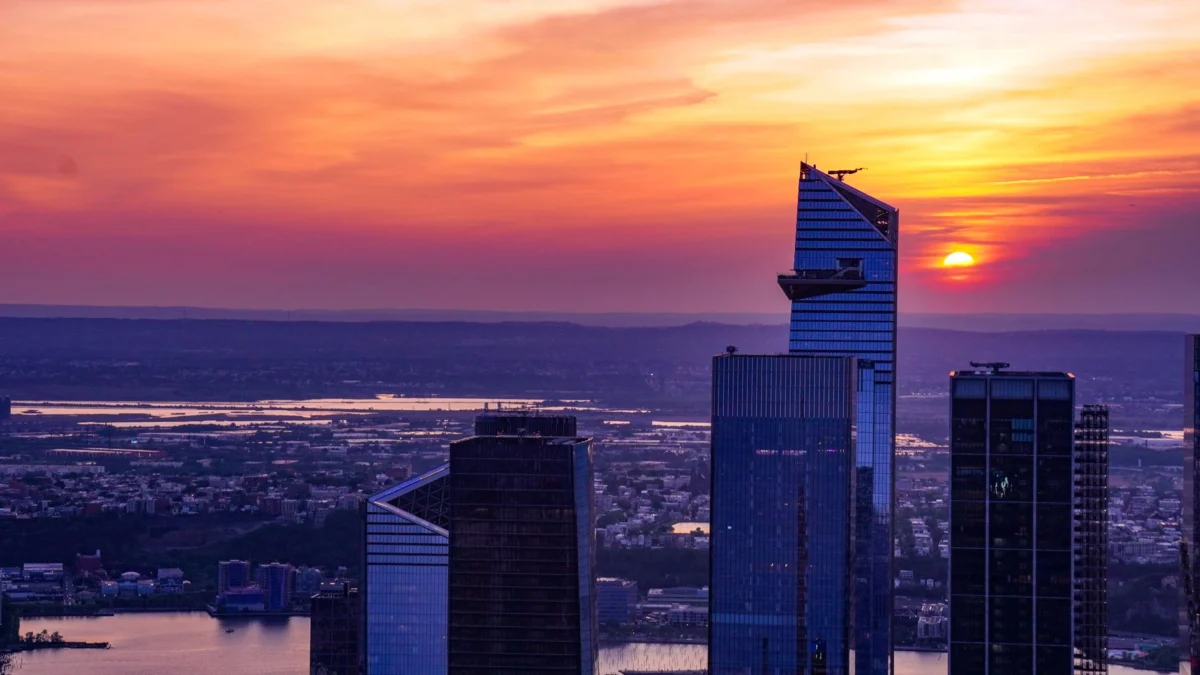 Romantic sunset over York's historic skyline