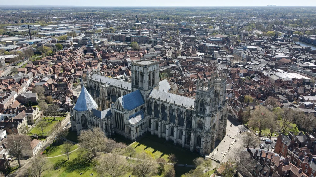 York Minster and historic cityscape under a dramatic sky