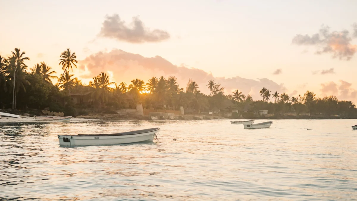 Sunset over a beach in Zanzibar, showcasing tropical paradise