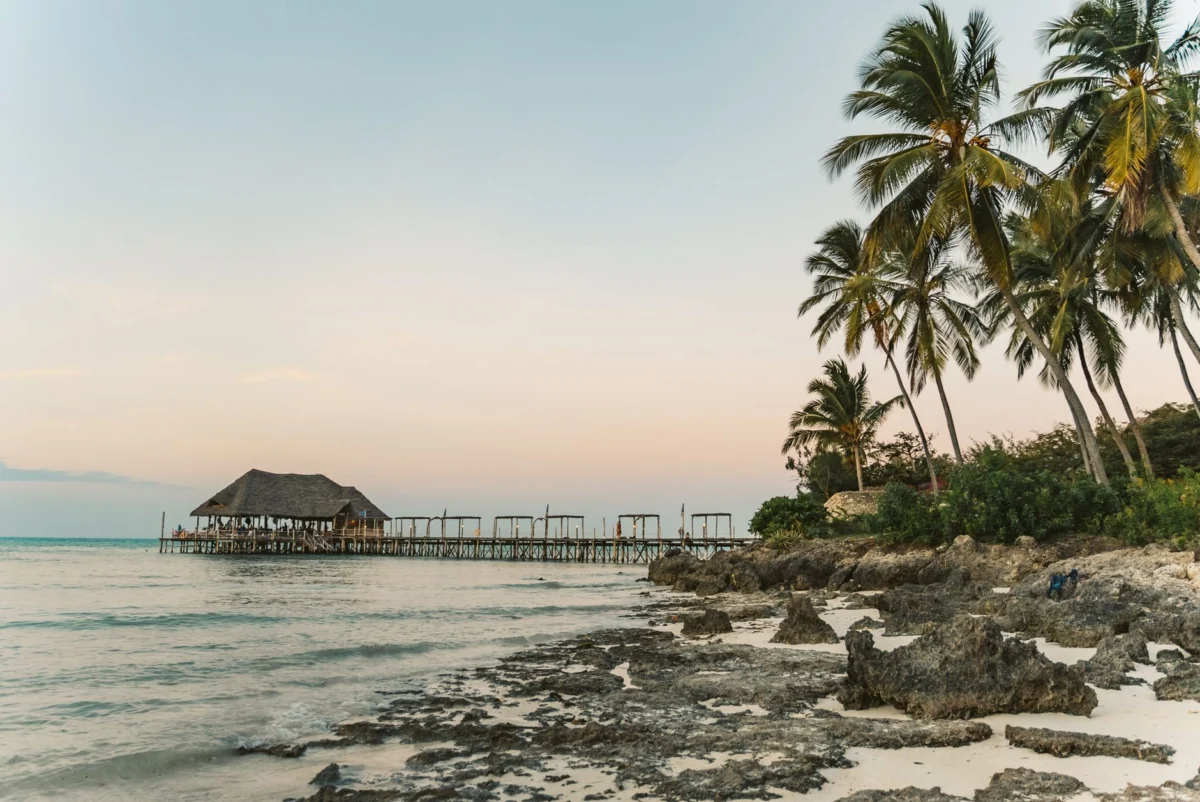 Romantic sunset over Zanzibar's serene coastline