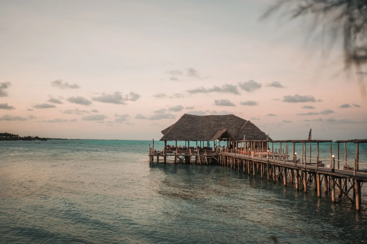 Couple enjoying a romantic sunset in Zanzibar