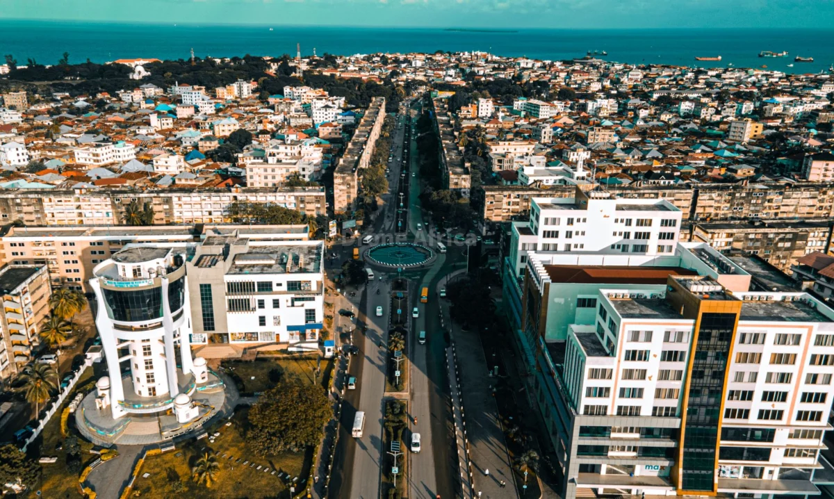 Scenic rooftop view in Zanzibar overlooking the ocean