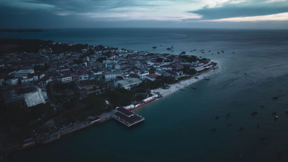 Stone Town skyline at sunset in Zanzibar
