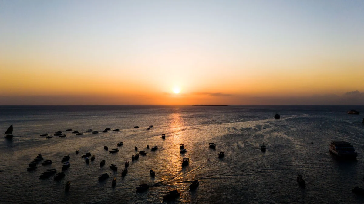 Sunset over Stone Town's skyline in Zanzibar