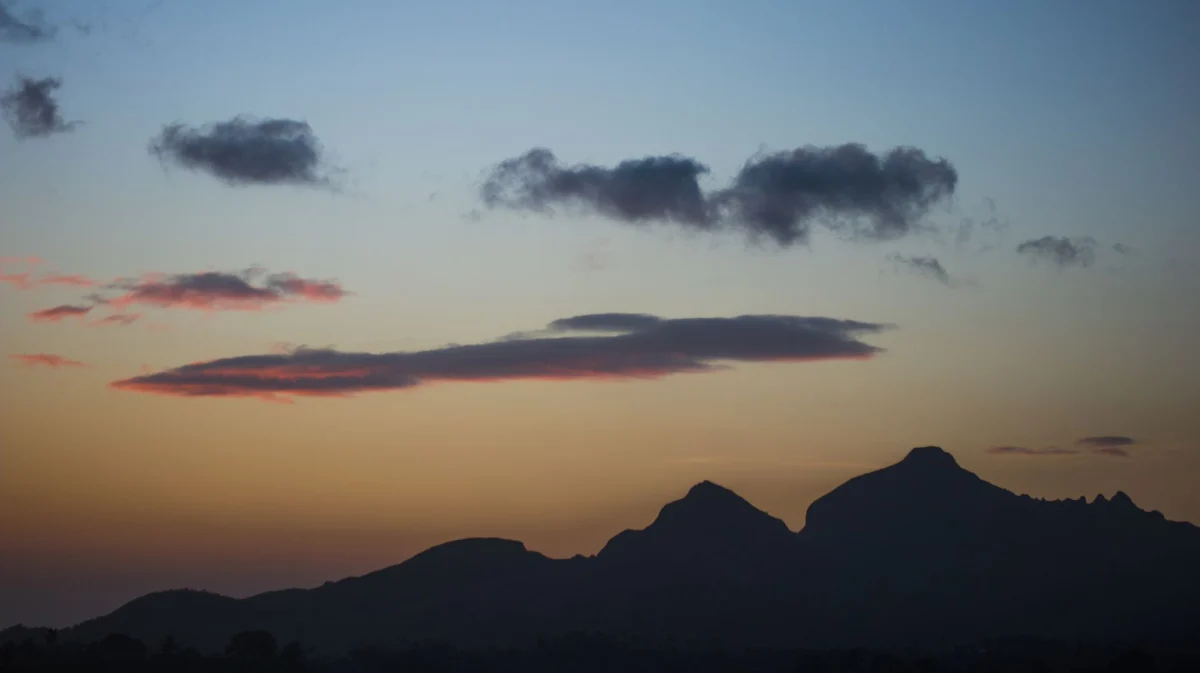 Scenic view of Zomba mountains at sunset