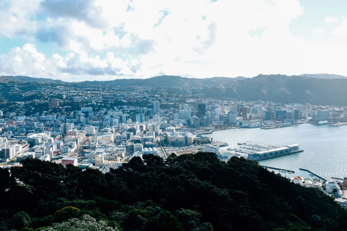 Wellington harbour skyline with the city waterfront and hills