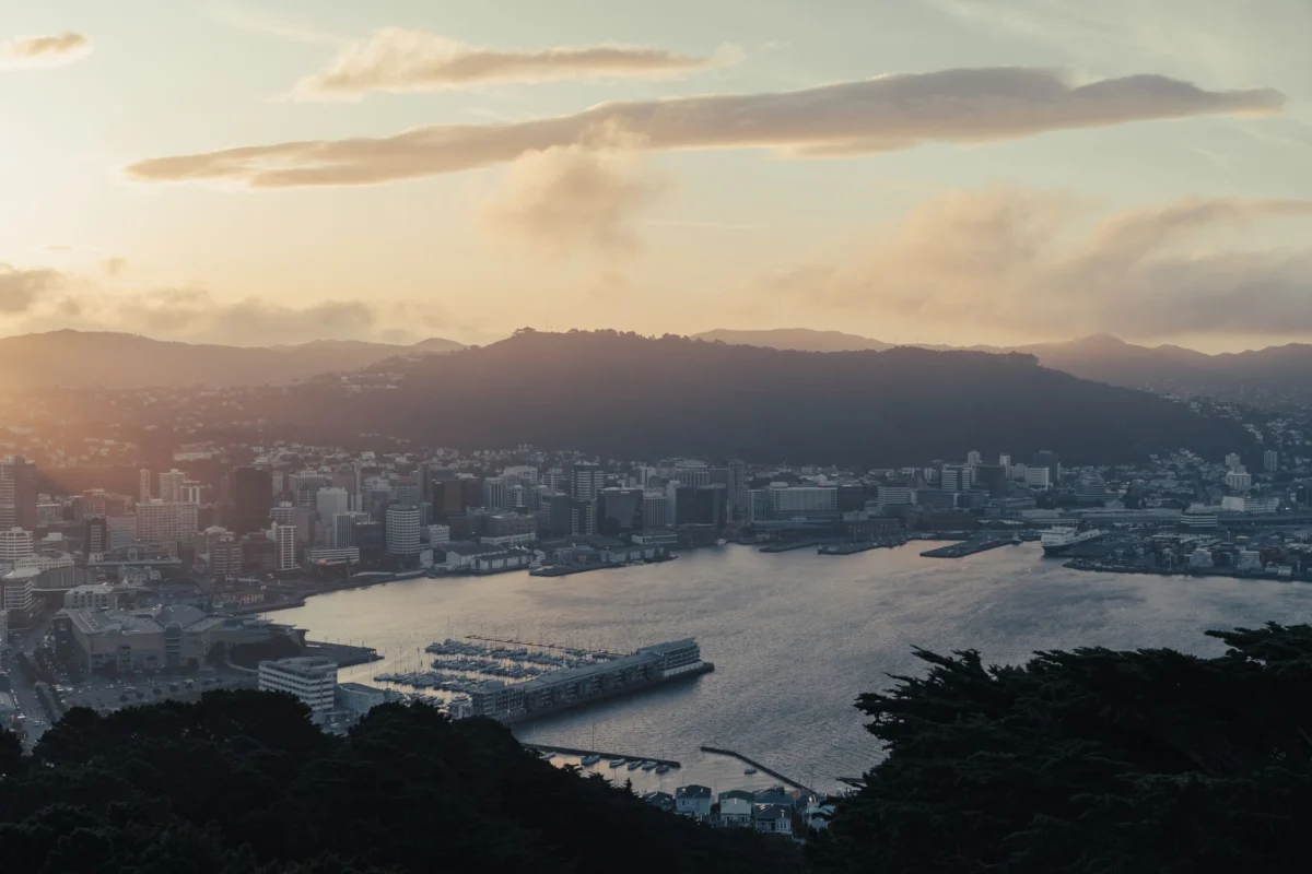 Wellington skyline and waterfront, New Zealand
