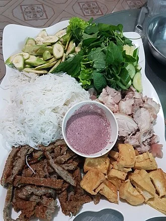 Rice Vermicelli with Fried Tofu and Shrimp Paste